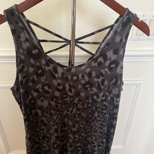 Gray Leopard Print Strappy Tank Top